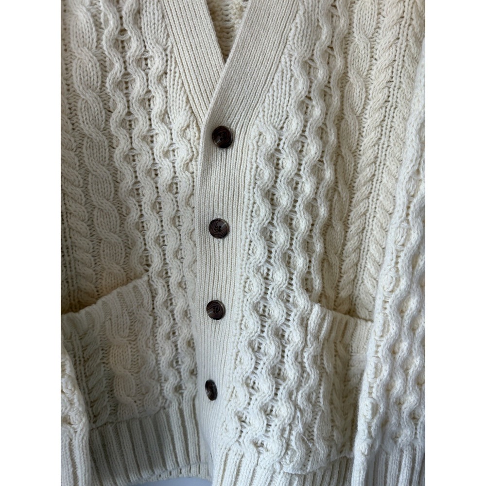 Brandy Melville Eva Heavy Wool Cable Knit Cardigan Ivory Women's Size O/S - Picture 8 of 13
